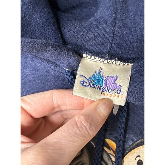 Md VTG Disneyland Winnie the Pooh Tigger Eeyore Group Hug Hoodie Sweatshirt Y2K - Picture 5 of 6